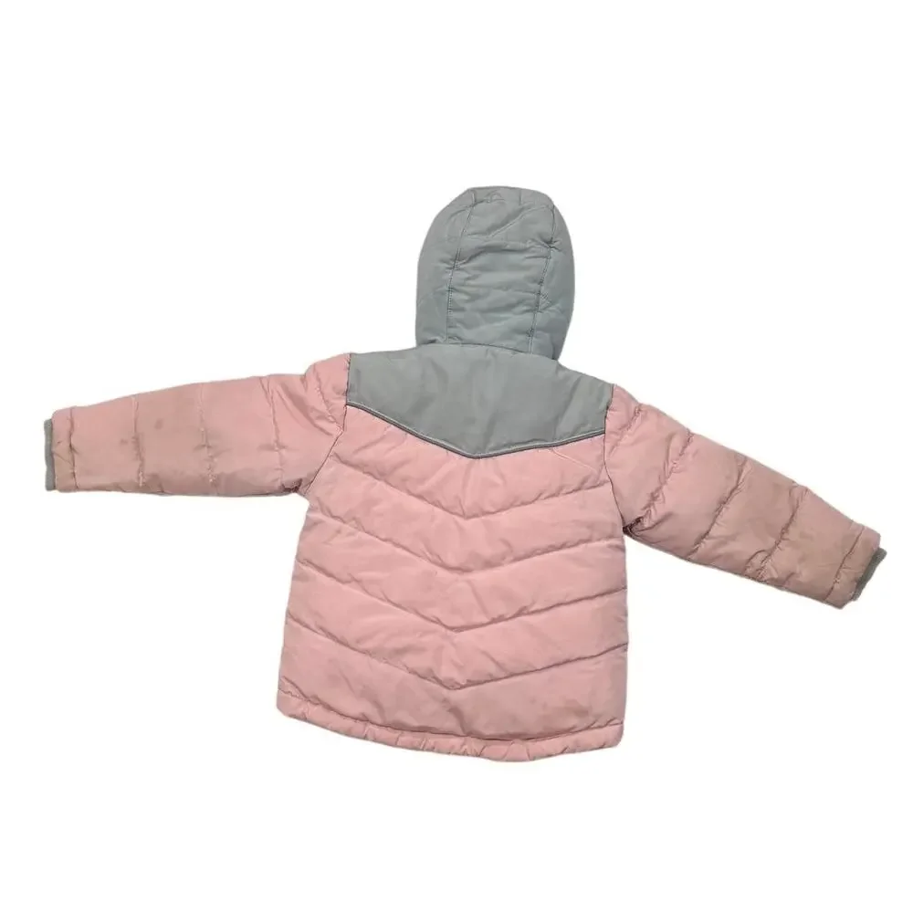 Eddie Bauer Toddler Girl 2T Sherpa Fleece Hooded Jacket Grey Pink